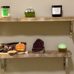 Wooden shelves