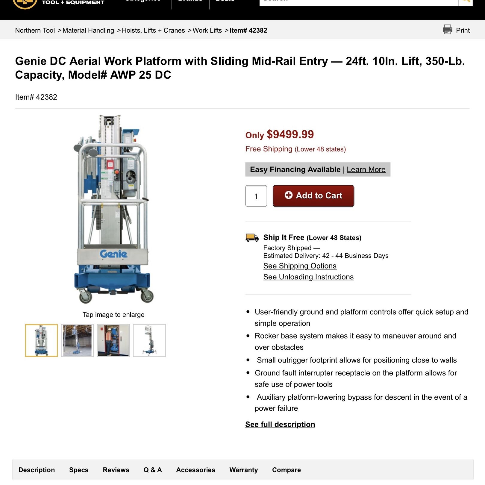 Aerial Lift Machine Genie AWP 24