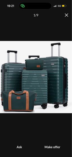 Cosbarn Luggage Sets Hardshell 5 Piece Durable Suitcases with Wheels 20/24/28 Inch ABS Suitcase Set, Hardside Carry-on, Lightweight, Space-Saving, Che