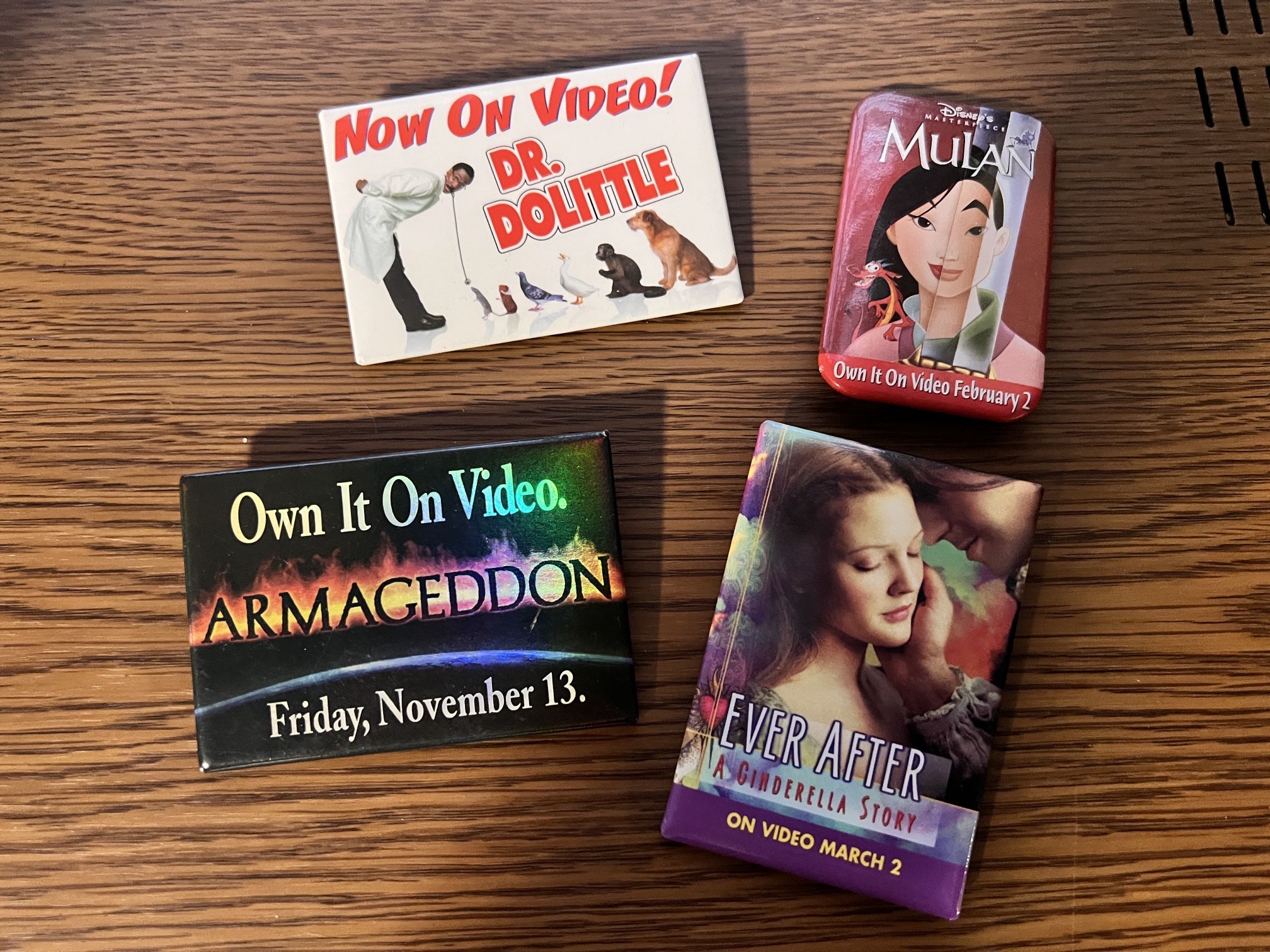 4 90’s Home Movie Release Advertisement Pins