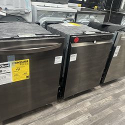 Open Box Black Stainless Steel Dishwasher With Top Control 