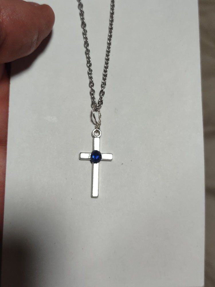 blue sapphire cross necklace 