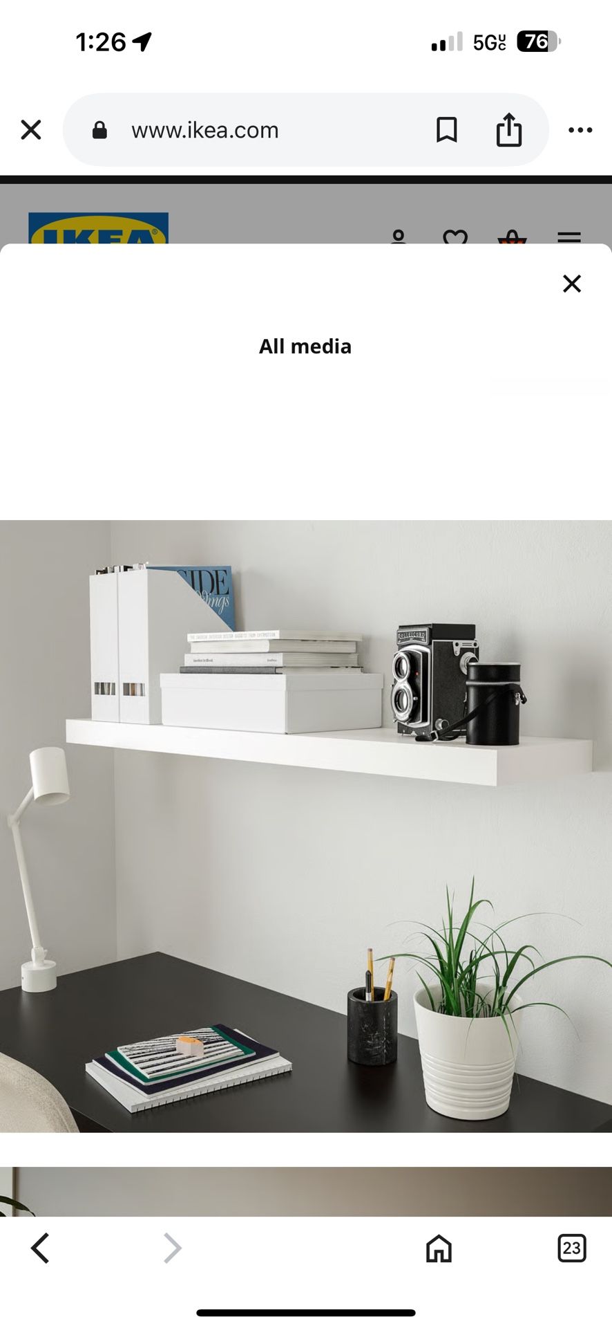Wall shelf, white, 43 1/4x10 1/4 "