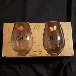Rae Dunn Stemless Wine Glasses