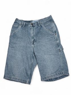 Vintage 90s Utility Carpenter Baggy Blue Denim Jorts Shorts Wide Leg - Size 32