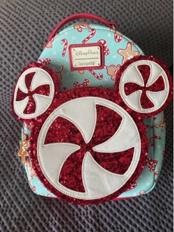Disney 2022 Loungfly Candy Cane Gingerbread Backpack