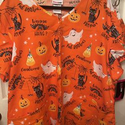 NWT Halloween Scrub Top Size 3X