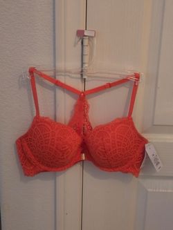 Coral/Orange Lace Push-Up Bra 36A