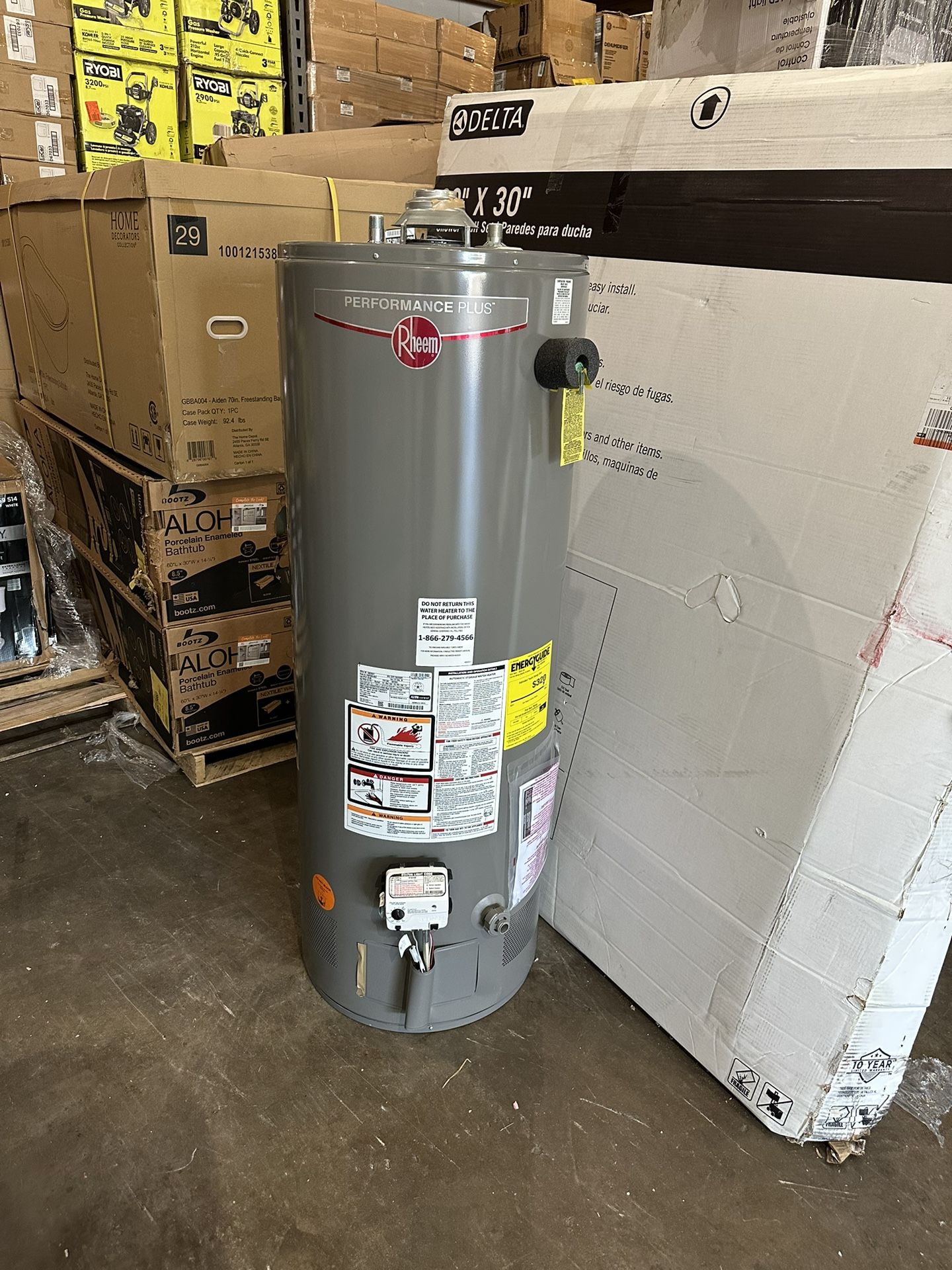 Rheem Performance Plus 50 Gal. Tall 9 Year 40,000 BTU Natural Gas Tank Water Heater