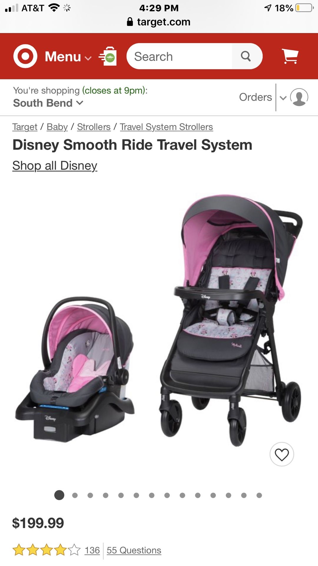 Minnie Mouse car seat stroller combo