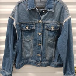 Ladies Denim Jacket With Rhinestones Size M