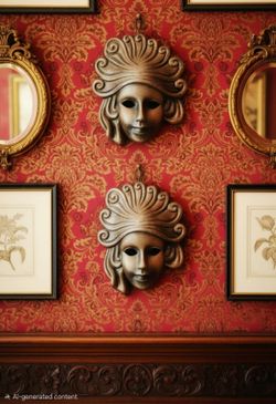 Vintage ceramic Venetian-style wall mask. Traditional Italian Carnival Character 9"×6"