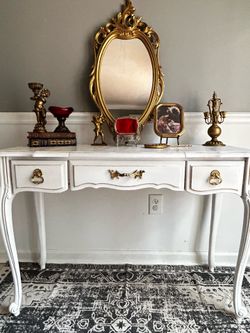 SMALL FRENCH PROVINCIAL VANITY WITH MIRROR