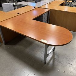 🔥Bullet L Shape Office Desk In A Cherry Laminate Finish With File Drawers🔥 4 Available 