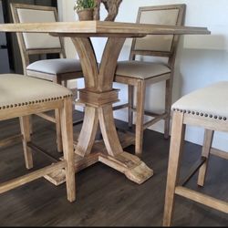 Solid distressed-white wood table (40"×40"×36) 