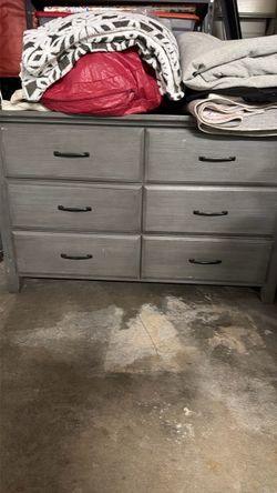 Grey Dresser 6 deep drawers SOLID WOOD