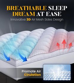 3 Inch Ultra-Fluffy Memory Foam Mattress Topper Queen for Back Pain, Soft Comfy Pillow Top Queen Mattress Topper with 4X Support, Mattress Pad with Br