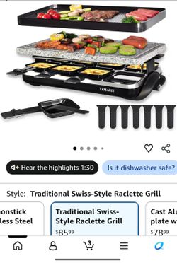 Raclette Grill with Extra Stone Plate, Indoor Electric Table Grill