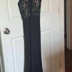 Evening Dress - black, lace, nude