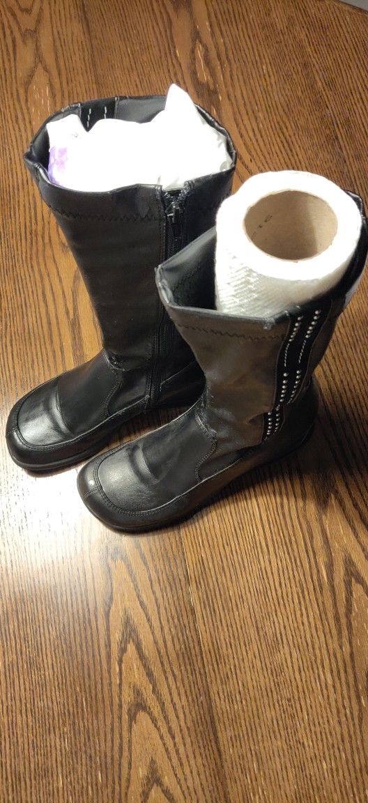 George Rita Little Girl Black Boots with zipper Size 3