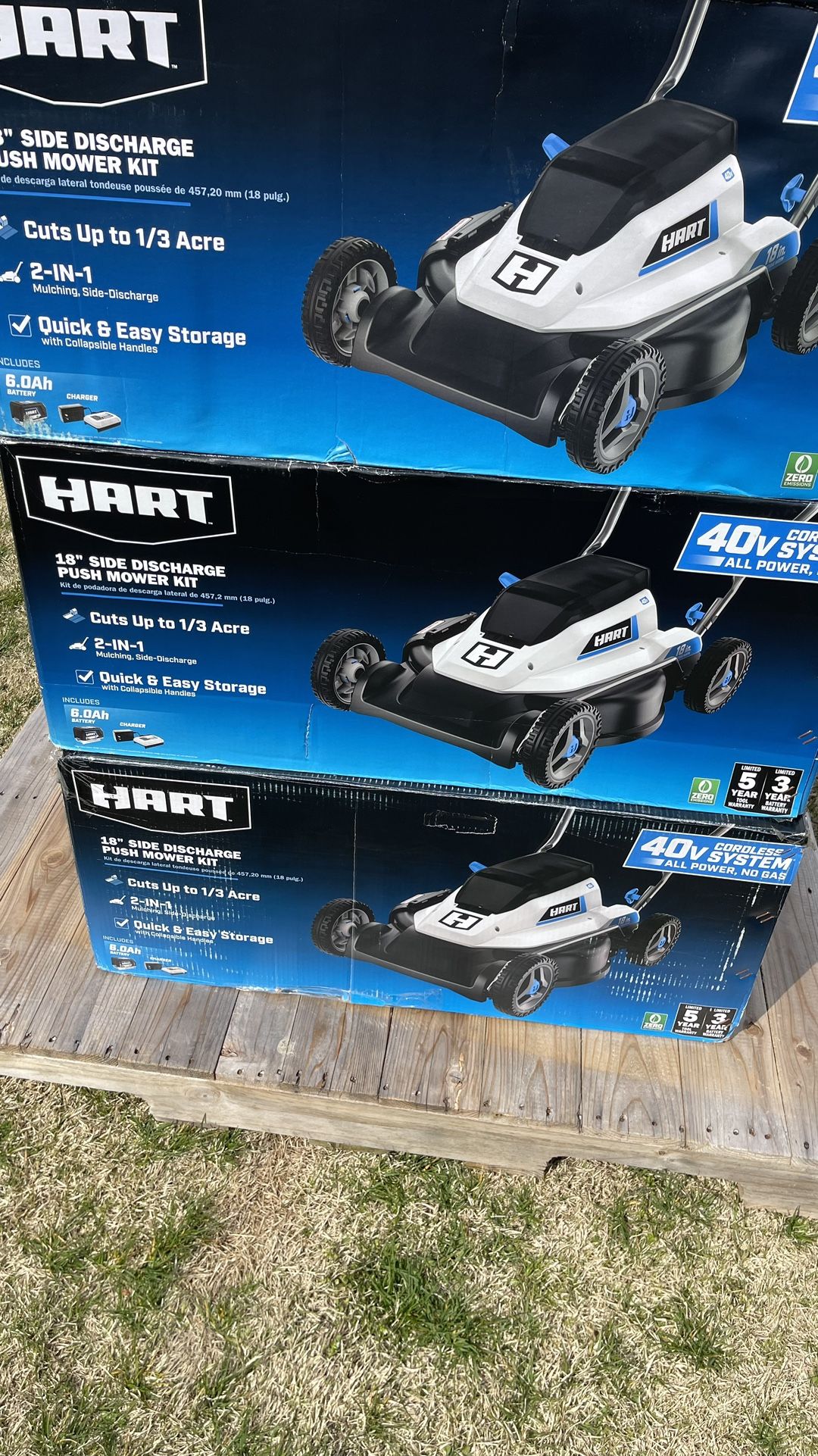 Brand new HART 40V Cordless 18inch Push Mower Kit-1,6.0Ah Lithium-lon Battery In Store after tax$261