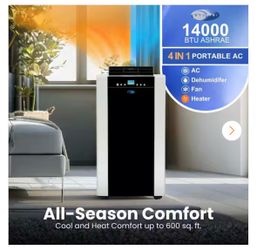 BRAND NEW IN BOX Shop Whynter 9,200 (DOE) BTU Portable Air Conditioner Cools 500 Sq. Ft. with Heater, Dehumidifier, and Remote in Black