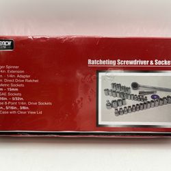 40 Piece Ratcheting Screwdriver & Socket Set Platinum Adapter Extension & Case