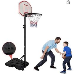 Portable Basketball Hoop Stand Basketball Goal with Backboard and Wheels for Kids Youth Adjustable Height 5.4ft - 7ft Indoor Outdoor Basketball Game P