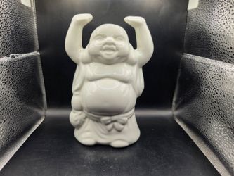 BENIHANA Happy Buddha White Ceramic Statue Figurine 7" × 3"