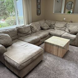 Tan Sectional Couch Chaise