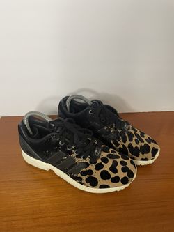 Adidas ZX Flux Core Torsion Black Women Size US 7 Cheetah Leather Suede