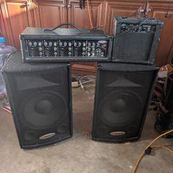 Harbinger Ha120 Speakers With Speaker Wire, Harbinger Ha120 4 Channels Mixer Pavey Guitar Amplifier 