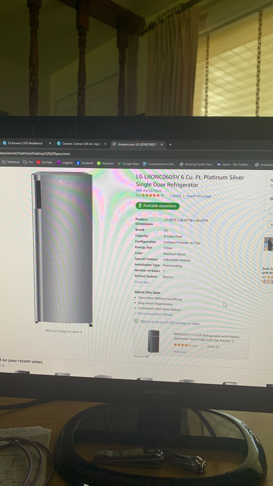 LG Refrigerator 6cu. ( New Open Box )
