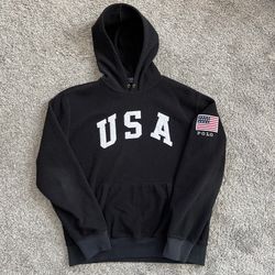🔴Polo Ralph Lauren Sweater Size Large Black Fleece Hoodie USA