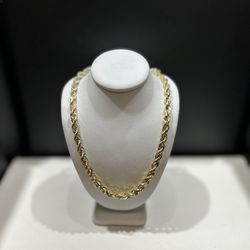 14K Rope Necklace 22.5 Inch 