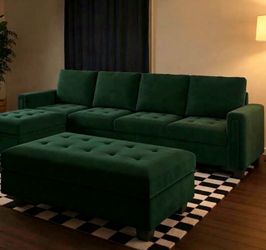 Green velvet couch (best offer. Moving soon. Needs to go)