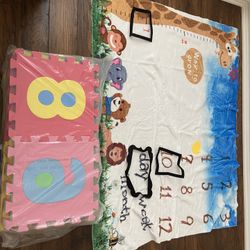 Baby Monthly Blanket With Free Foam Puzzle Mat