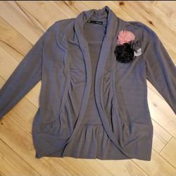 Maurices Gray Flower Cardigan (S)