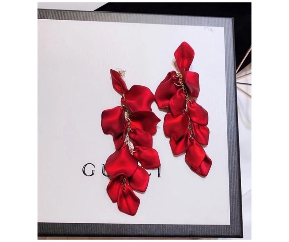 Red Flower Earrings