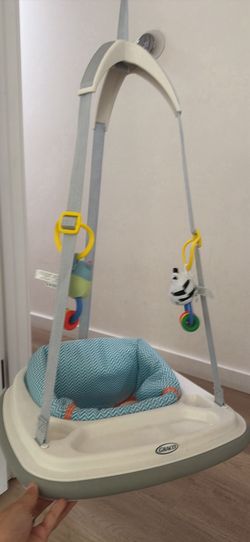 Lazy Baby Refused to Jump!!! — Graco Doorway Bumper Jumper w/ Tray & Toys