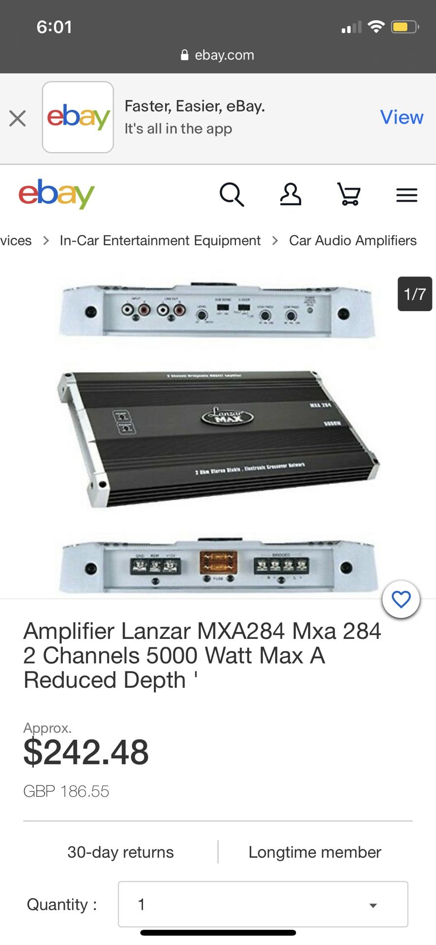 Lanzar max mxa 284. 5000 watt 2 channel amplifier