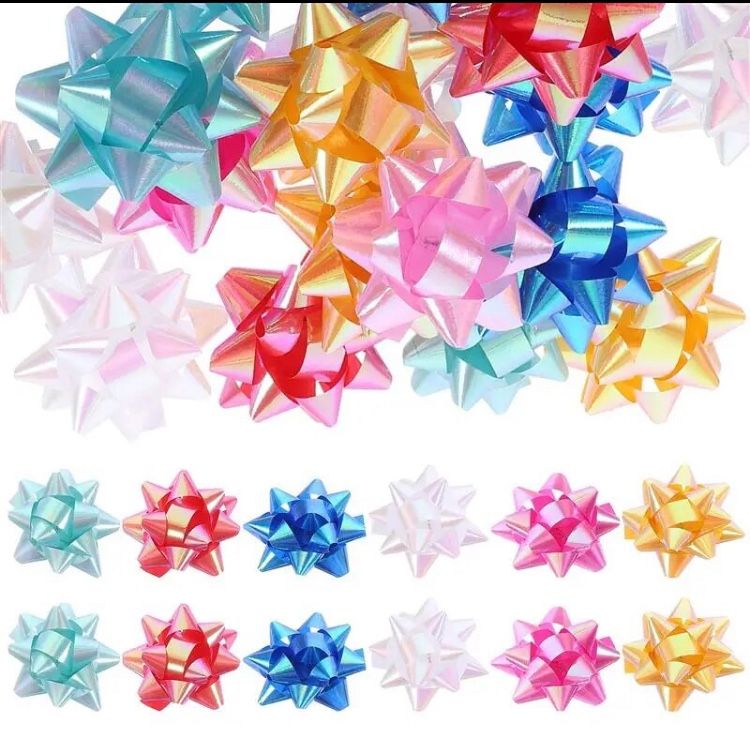 50pcs Christmas Decoration Pull Bows Gift Knot Ribbon 2-Inch Star Lace Ribbon Birt hday Party Wedding Gift Packaging Wrapping