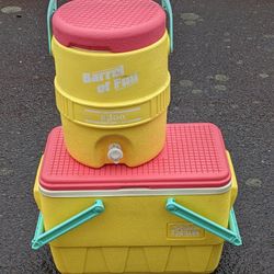 Retro Igloo Cooler And Water Cooler