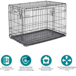 MidWest Homes for Pets Newly Enhanced Single & Double Door iCrate Dog Crate, Includes Leak-Proof Pan, Floor Protecting Feet, Divider Panel & New Paten