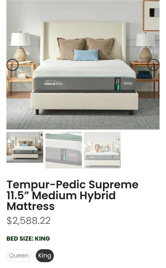 King Sizes Mattress And Box Spring Tempur pedic Médium Hybrid