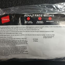 (5 Pack) *HANES Face Masks, WHITE Cotton Reusable Cloth Facemask