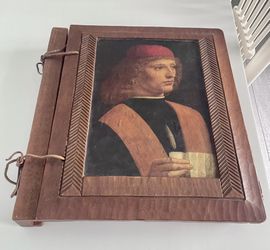 Vintage Handmade Replica Scroll Leather Journal wood cover 