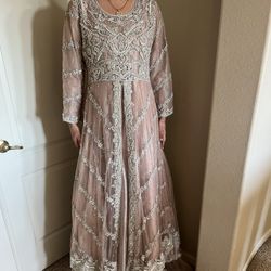 Blush Pink Pakistani Dress Gown Stone Work