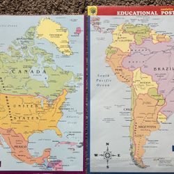 North And South America Maps Posters