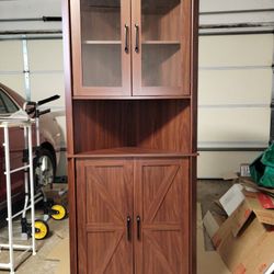 Farmhouse Corner Storage Cabinet 